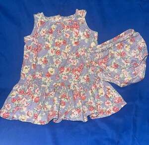 Sz 6M Ralph Lauren Baby Girls Floral Cotton Jersey Ruffle Hem Dress with matchi